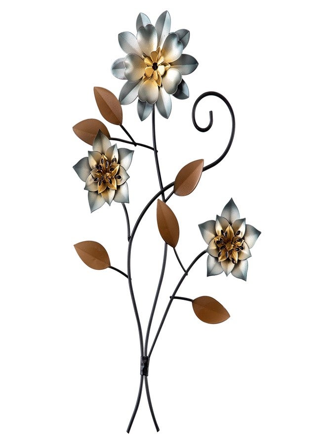 Sintosin Vintage Small Metal Flowers Wall Decor for Living Room 9 X 15 Inches, Hanging 3D Antique Floral Metal Wall Art Decor for Bedroom Entryway Garden Decorations Outdoor - Image 1